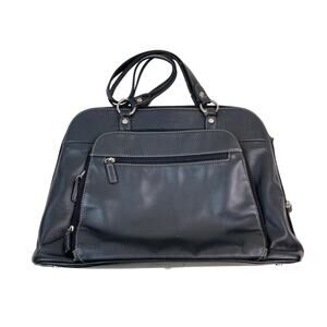 Franklin Covey Black Faux Leather Briefcase Tote Laptop Bag *